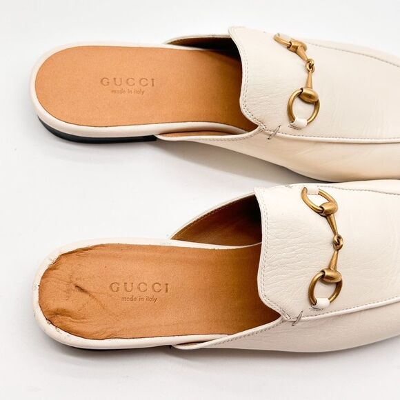 Gucci Princetown Mules Horsebit Mystic White Leather SlipOn Loafers EU37.5 US7.5 - Picture 4 of 11